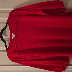 LIZ CLAIBORNE BRAND WOMEN'S RED PULLOVER TUNIC TOP SIZE XL